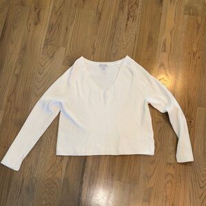 Athleta White V-Neck Sweater